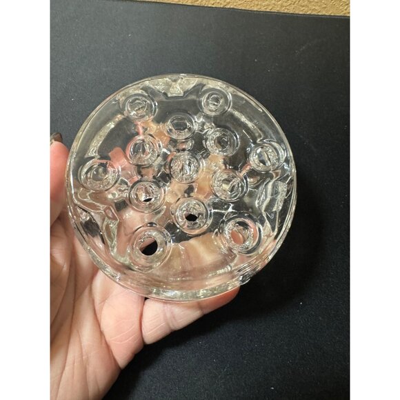 Vintage Clear Glass Flower Frog Round 13 Holes 4.5" Diameter - Picture 3 of 7